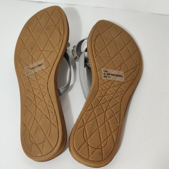 Duck Head Lilly Grey Flip Flops Sandals Flats Size 10 M Jewel Studded Toe Strap - Picture 6 of 8
